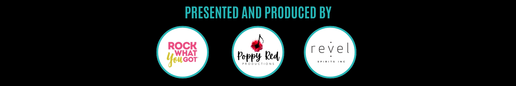 Logos of Gen X Fest producers: Poppy Red Productions, Rock What You Got, and Revel Spirits